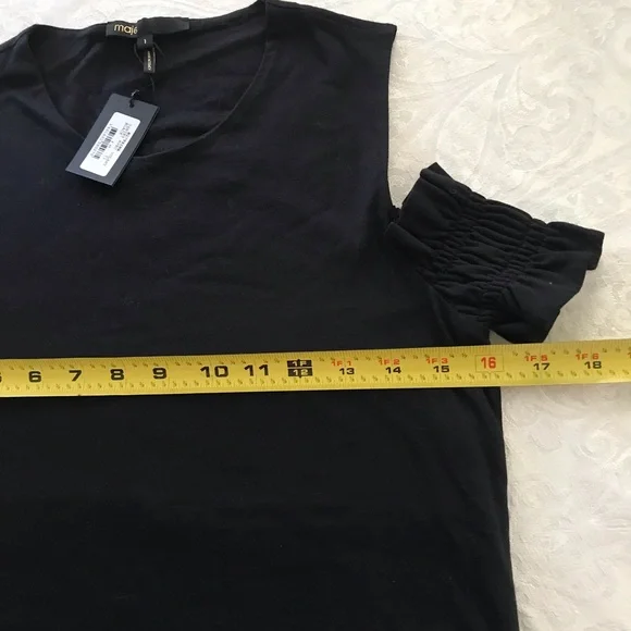 NWT  Maje cold open shoulder black top SZ 1 - Picture 3 of 9